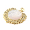 Brass Micro Pave Clear Cubic Zirconia & Natural White Shell Pendants CU-CBA6938-08G-01-2