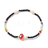 Glass Seed & Plastic Mushroom Beaded Stretch Bracelet for Women BJEW-JB10185-3