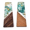 Opaque Resin & Walnut Wood Pendants RESI-T058-04L-2