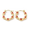 Ion Plating(IP) 304 Stainless Steel Hexagon Hoop Earrings with Enamel for Women EJEW-G293-17C-G-1