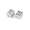 Rectangle Brass Glass Beads KK-Z101-01P-2