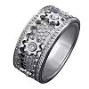 Gear Brass Micro Pave Clear Cubic Zirconia Rotatable Finger Rings FS-WGBD3BF-02-1