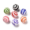 Stripe Pattern Round Silicone Focal Beads SIL-Q020-01-1