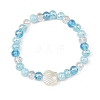 Ocean ABS Plastic Imitation Pearl Shell Shape Electroplate Glass Faceted Rondelle Beaded Stretch Bracelets for Women BJEW-JB14386-01-3