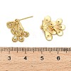 Leaf Brass Micro Pave Clear Cubic Zirconia Stud Earring Findings KK-D102-04G-3