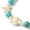 Turtle & Starfish & Round Synthetic Green Turquoise Braided Beaded Bracelets BJEW-TA00363-2