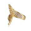 Trendy Brass Rhinestone Wide Band Rings RJEW-JL090-4