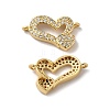 Eco-Friendly Rack Plating Brass Micro Pave Clear Cubic Zirconia Connector Charms KK-F853-27G-1