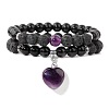 Natural Amethyst Heart Charm Bracelets BP5202-6-1