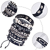 4Pcs 4 Styles Punk Style Hematite Round Beaded Stretch Bracelets & Rivets Bracelets  with Alloy Braided Bead Bracelets & Imitation Leather Bangles for Men Women BJEW-WH20002-09B-5