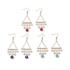 3 Pairs 3 Styles Natural Mixed Stone Rhombus Dangle Earrings EJEW-TA00752-1