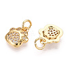 Brass Micro Pave Clear Cubic Zirconia Charms KK-T070-06G-NF-2