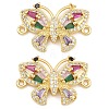 Brass Pave Colorful Cubic Zirconia Connector Charms CU-CBA908F-04G-07-1