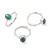 Oval Natural Malachite Adjustable Rings RJEW-Q817-04P-07-1