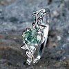 Oval & Leaf 925 Sterling Silver with Moss Agate Finger Rings FS-WGF1EFD-04-1