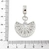 Brass Clear Cubic Zirconia Fan European Dangle Charms KK-Z090-05P-3