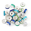40Pcs 8 Styles Alloy Glass & Iron Rhinestone Spacer Beads FIND-TA0008-70B-2
