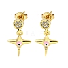 Star Real 18K Gold Plated Brass Dangle Stud Earrings EJEW-L269-107G-03-1