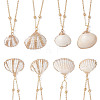 4Pcs 4 Styles Electroplate Natural Shell Pendant Necklaces NJEW-JN05180-01-2