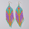 Bohemian Handmade Glass Seed Beads Hexagon Dangle Earrings ZA8204-7-1