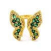 Butterfly Brass Micro Pave Cubic Zirconia Open Cuff Ring for Women RJEW-U003-29A-G-2