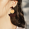 Coconut Brown Wood Stud Earring Findings EJEW-CJC0001-11-5