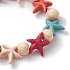 Beach Starfish Dyed Synthetic Turquoise Stretch Bracelets BJEW-JB10294-02-4