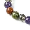 Synthetic Smoky Quartz & Natural Unakite & Amethyst & Red Jasper Round Beaded Stretch Bracelets BJEW-JB10910-07-3