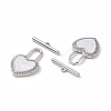 Brass Micro Pave Clear Cubic Zirconia with Shell Toggle Clasps KK-E068-VC169-3