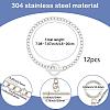 12Pcs 304 Stainless Steel Twisted Curb Chains Bracelets BJEW-SC0001-61P-2