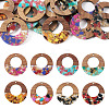 16Pcs 8 Colors Transparent Resin & Walnut Wood Pendants RESI-TA0001-96-9