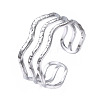 Non-Tarnish 304 Stainless Steel Triple Line Wave Open Cuff Ring RJEW-T023-02P-3