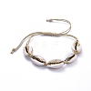 Natural Adjustable Waxed Cotton Cord Braided Bead Bracelets BJEW-JB05120-01-1