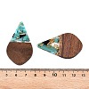 Transparent Resin and Walnut Wood Pendants RESI-T057-06J-4