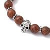 2Pcs 2 Styles Halloween Natural Wood & Lava Rock Round Beads Stretch Bracelets BJEW-JB12351-4