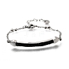 Heart Bar 304 Stainless Steel & Rhinestone Link Bracelets BJEW-A167-01P-01-2