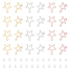 Unicraftale 36Pcs 3 Color 201 Stainless Steel Star Stud Earring Findings STAS-UN0054-88-1