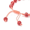 Sparkling Ball Rhinestone Braided Bead Bracelet for Women BJEW-JB07703-04-5