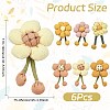 1 Sets 6Pcs 6 Styles Flower Fabric Brooches Mixed Colors ST-CJ0038-001-2