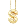 Brass & Plastic Pearl Letter Pandent Box Chain Necklaces for Women NJEW-U017-01G-19-1