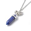 Bullet Natural Mixed Stone Pendant Necklaces NJEW-JN03602-7