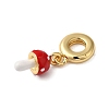 Rack Plating Brass Red Enamel European Dangle Charms KK-P279-38G-2