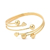 Rack Plating Brass Heart with Round Open Cuff Bangle for Women BJEW-M298-07G-1