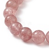 Natura Strawberry Quartz & Pearl Beaded Stretch Bracelet BJEW-JB09004-5