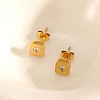 304 Stainless Steel & Clear Cubic Zirconia Stud Earrings WGB6216-02-1