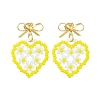 Heart Handmade Glass Seed Beads Dangle Stud Earrings EJEW-MZ00369-02-2