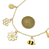 Flower & Bees & Honeycomb Alloy & Glass Pendant Necklaces NJEW-TA00165-3