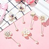 6Pcs 6 Styles Flower Plastic & Resin Rhinestone Brooches JEWB-CJ0003-39-6
