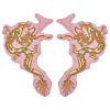 2Pcs 2 Styles Dragon Shape Polyester Embroidery Sew on Flower Appliques PATC-MA0001-36-1