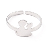 Non-Tarnish Kittens and Puppies 304 Stainless Steel Cuff Ring for Women RJEW-B035-09P-2